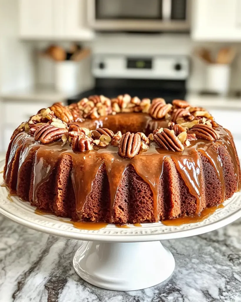 Indulge in Autumn Bliss with Our Apple Pecan Cake with Caramel Glaze - Featured Image