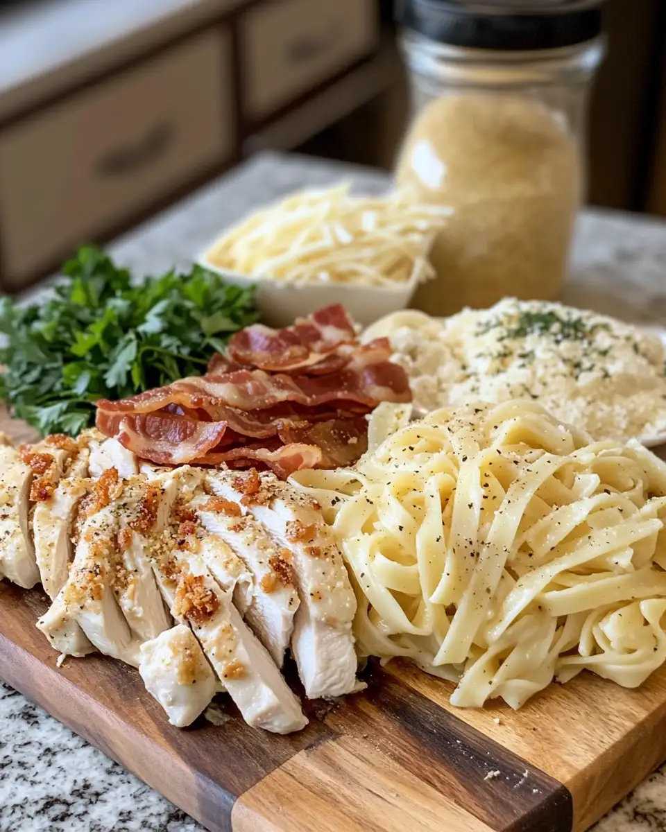 Ingredients for Savor the Ultimate Comfort: Chicken Bacon Ranch Alfredo Delight