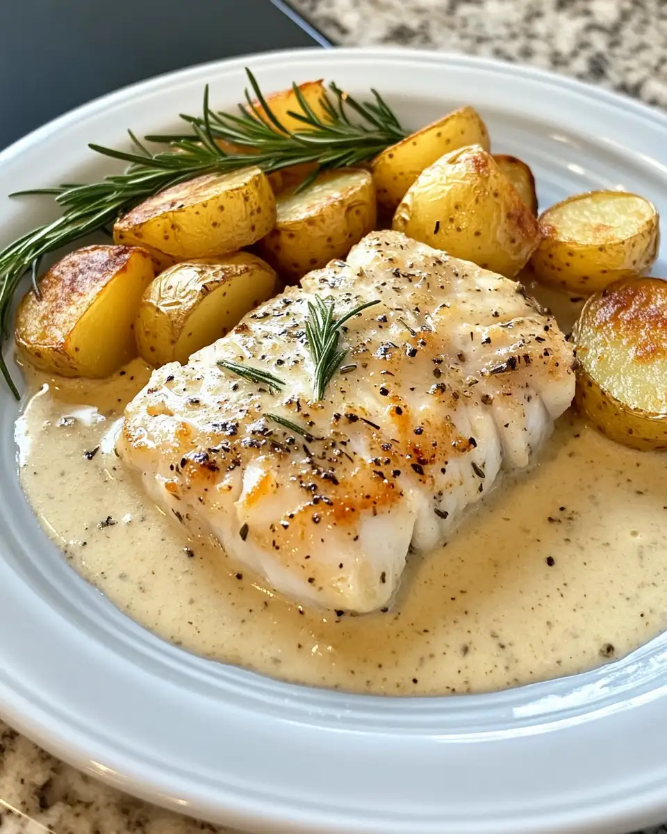 Final dish - Savor the Sea: Cod & Potatoes in Rosemary Cream Sauce Delight