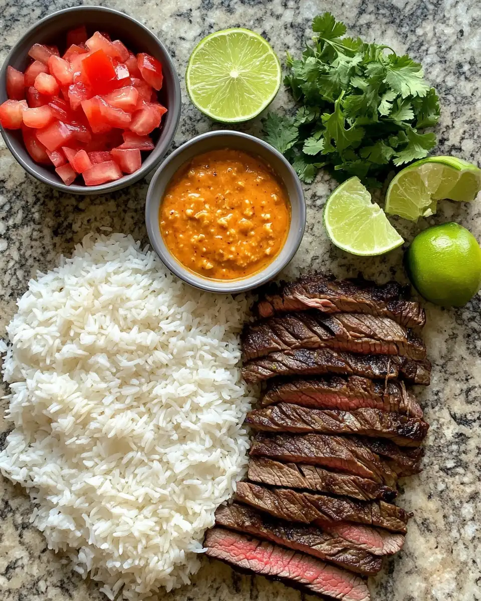 Ingredients for Savor the Flavor: Creamy Queso Rice Meets Juicy Steak Strips