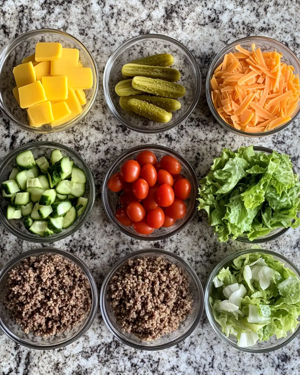 Ingredients for Power-Packed High-Protein Cheeseburger Bowls for Guilt-Free Indulgence