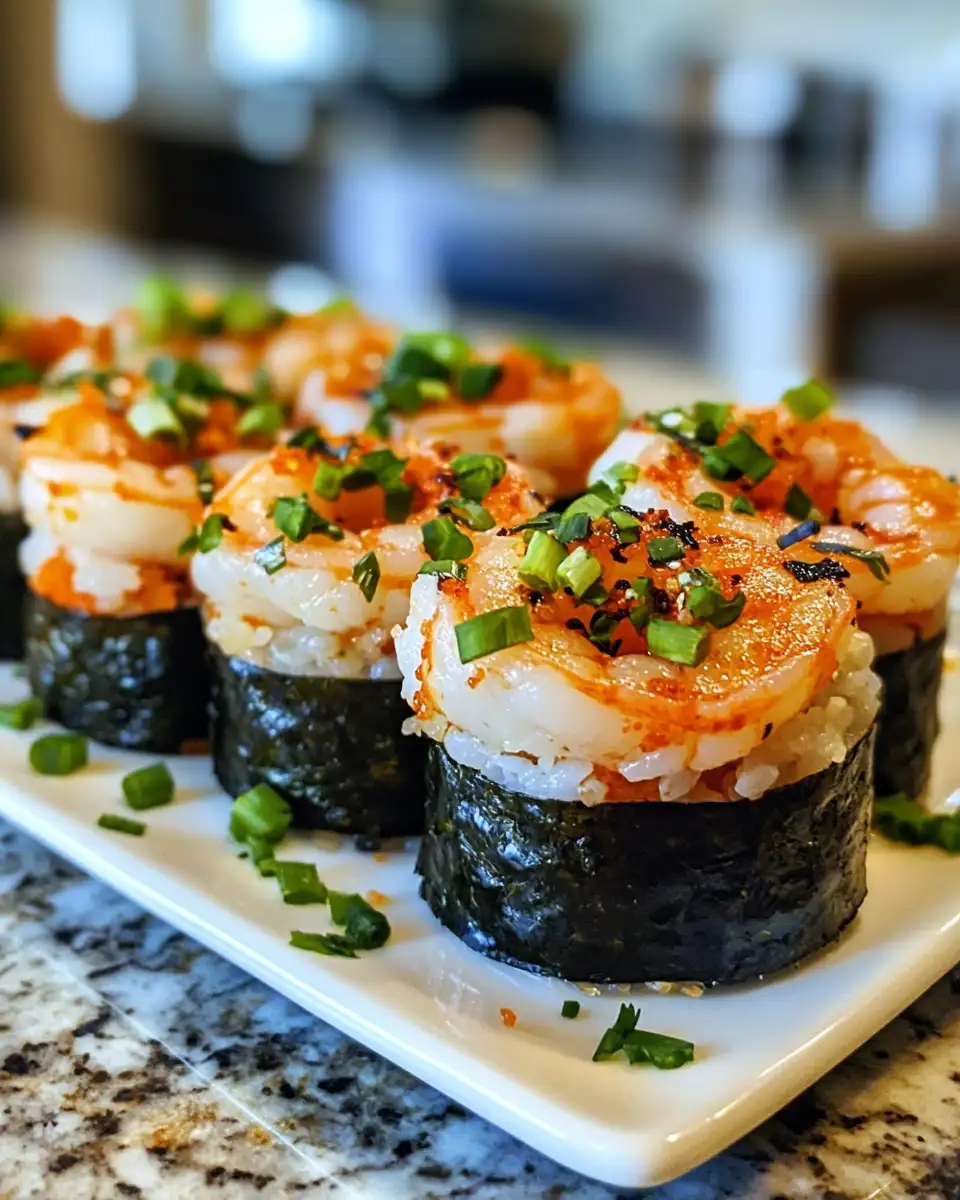 Final dish - Savor the Heat with Spicy Shrimp Sushi Stacks