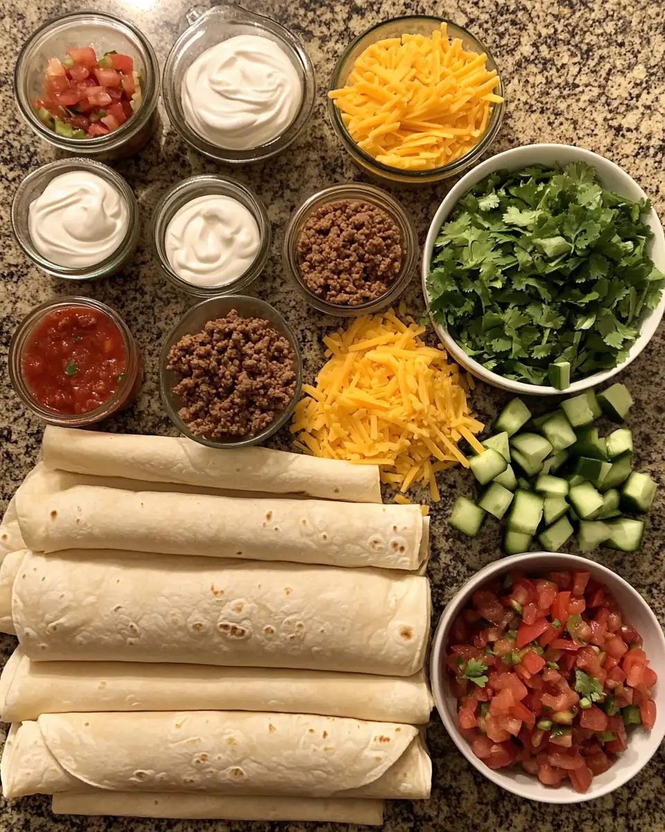 Ingredients for Taco Tortilla Roll Ups: The Ultimate Party Snack Sensation