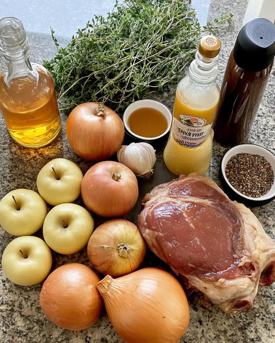 Ingredients for Fall in Love with Apple Cider Braised Pork Shoulder Slow Cooked to Perfection