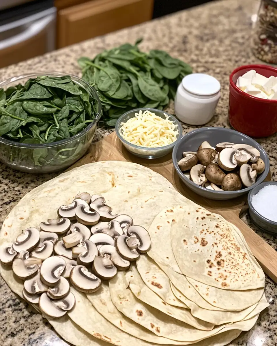 Ingredients for Mouthwatering Baked Spinach Mushroom Quesadillas You Need to Try