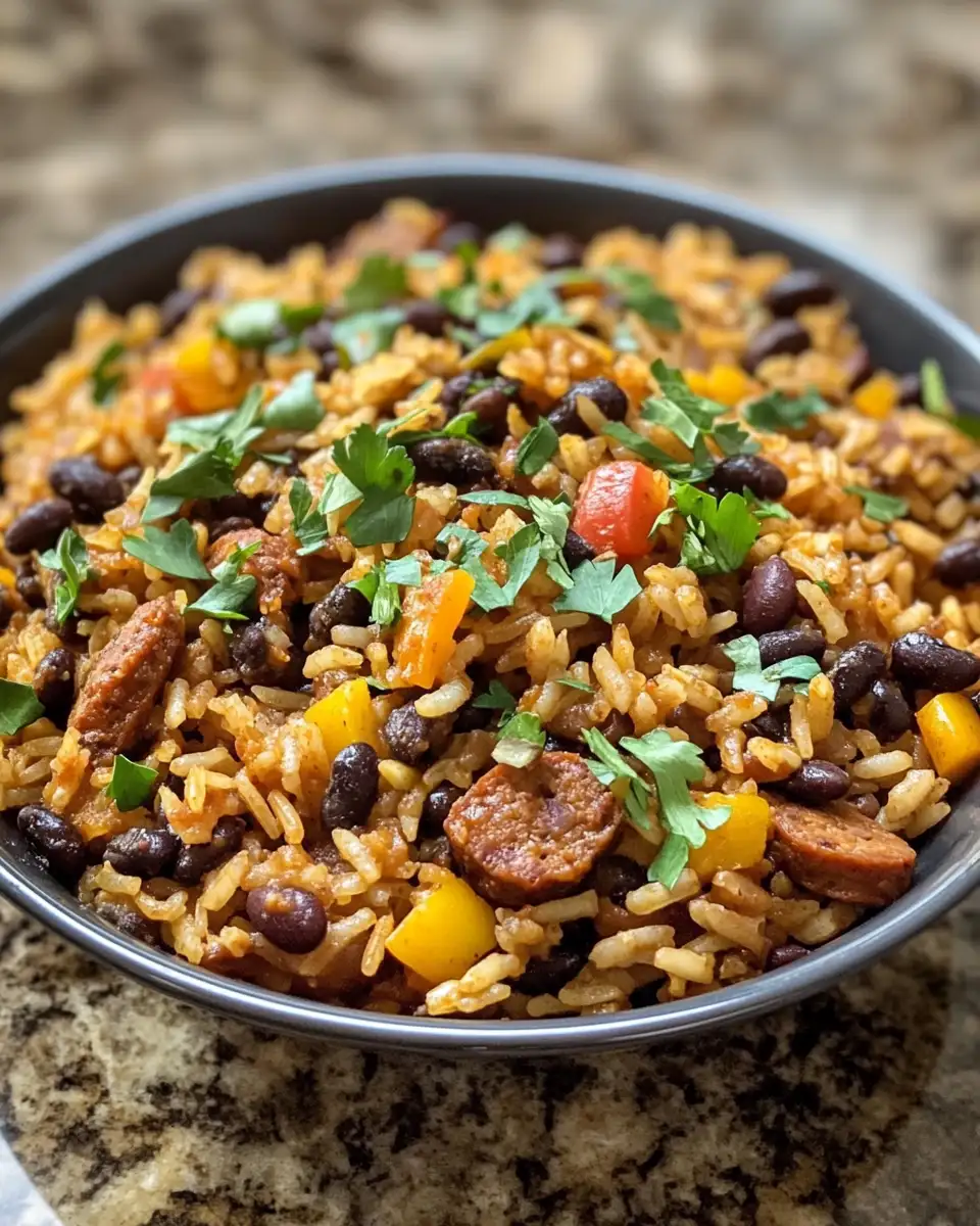 Final dish - Hearty Black Beans and Rice with Sausage Recipe for a Flavorful Feast
