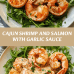 Irresistible Cajun Shrimp and Salmon with Creamy Garlic Sauce Delight