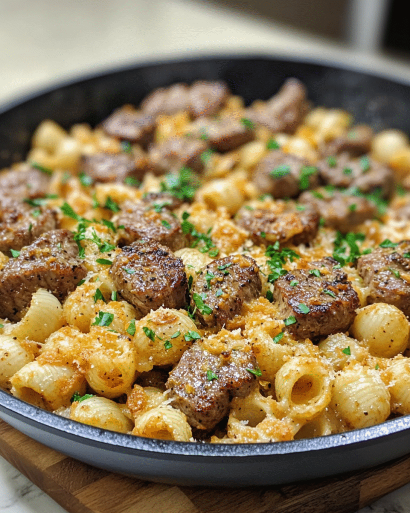 Savor the Flavor of Cajun Steak Bites and Cheesy Garlic Shells Skillet - Featured Image