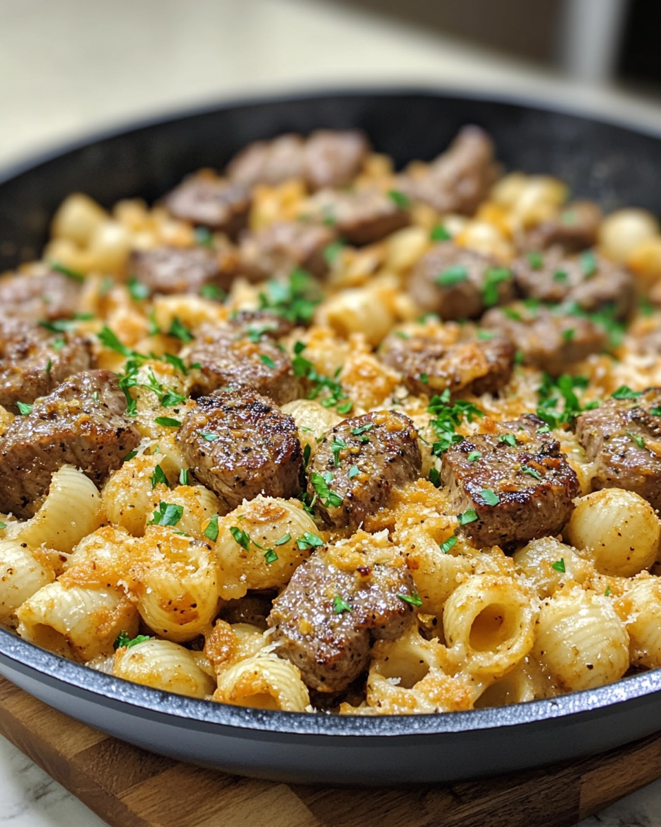 Savor the Flavor of Cajun Steak Bites and Cheesy Garlic Shells Skillet - Featured Image