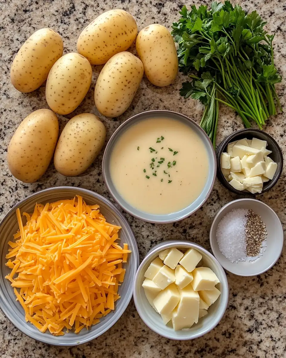 Ingredients for Creamy Cheddar Garlic Herb Potato Soup That Warms the Soul
