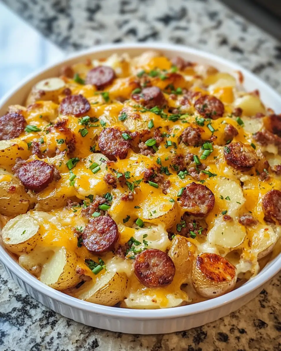 Final dish - Ultimate Comfort Food Cheesy Ranch Potatoes and Smoked Sausage Delight