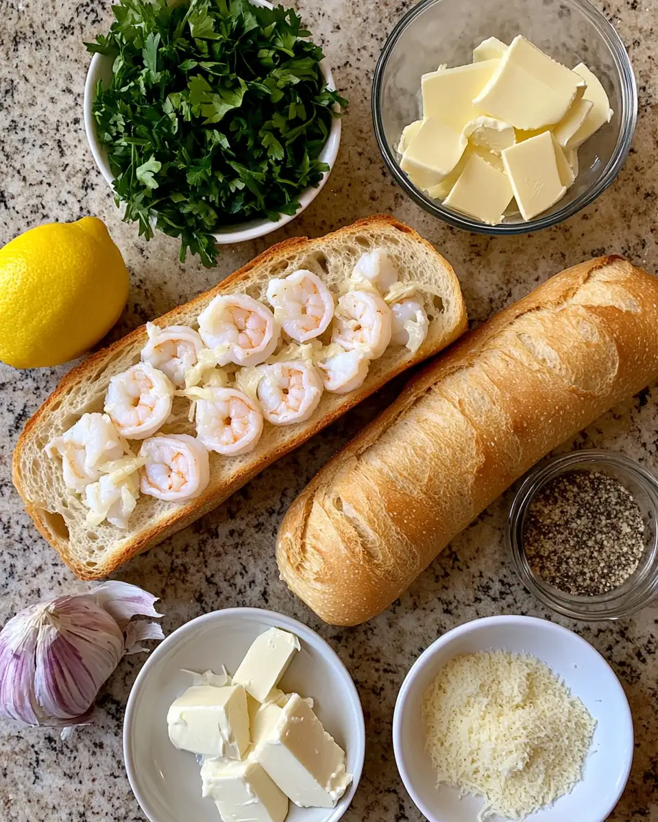 Ingredients for Irresistible Cheesy Shrimp Garlic Bread Recipe That Will Wow Your Taste Buds