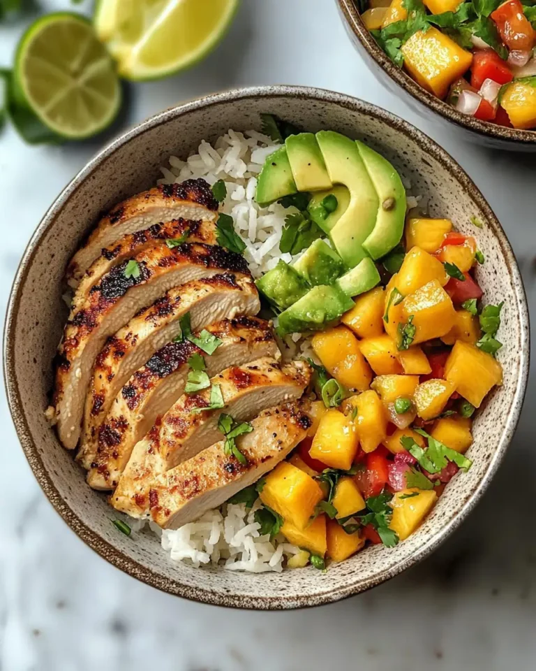 Tropical Twist Chicken Bowls with Mango Salsa and Coconut Rice - Featured Image