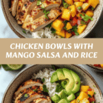 Tropical Twist Chicken Bowls with Mango Salsa and Coconut Rice