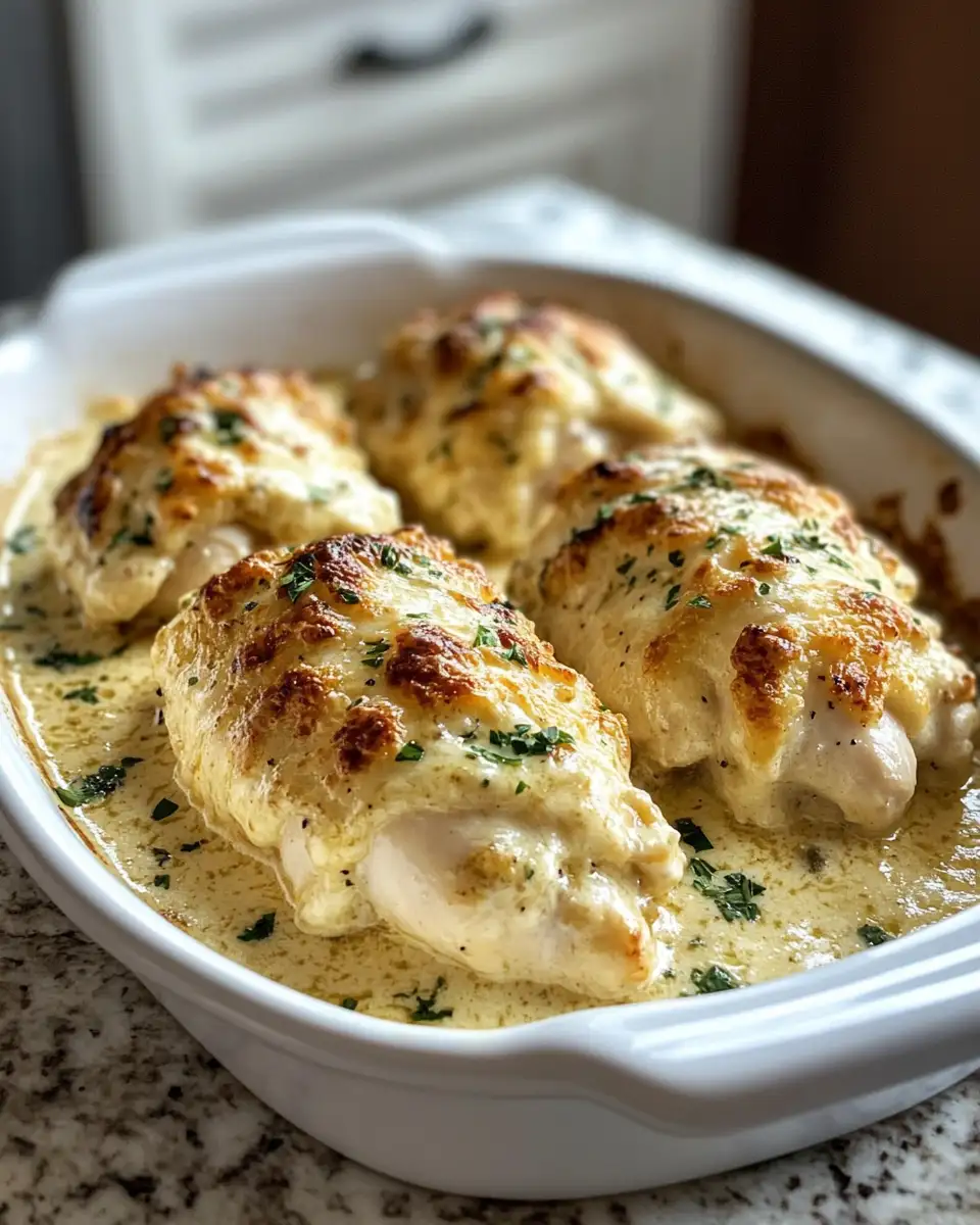 Final dish - Irresistible Chicken Pillows with Creamy Parmesan Sauce Recipe