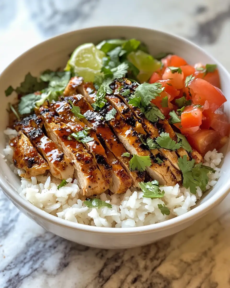 Final dish - Spice Up Your Dinner with a Chili Chicken Bowl and Coconut Lime Drizzle