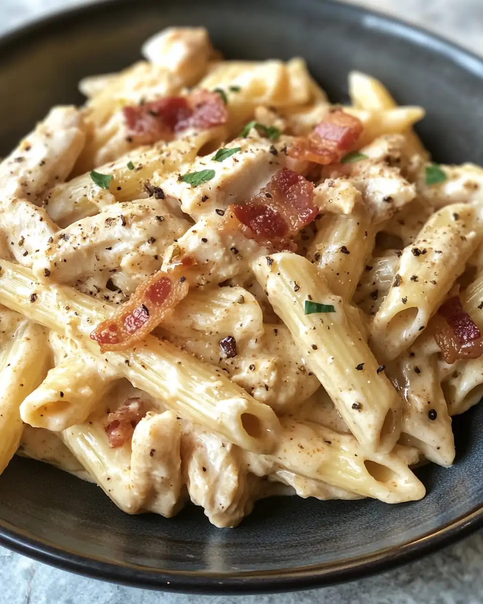 Final dish - Irresistibly Creamy Chicken Bacon Ranch Pasta Recipe You Need to Try