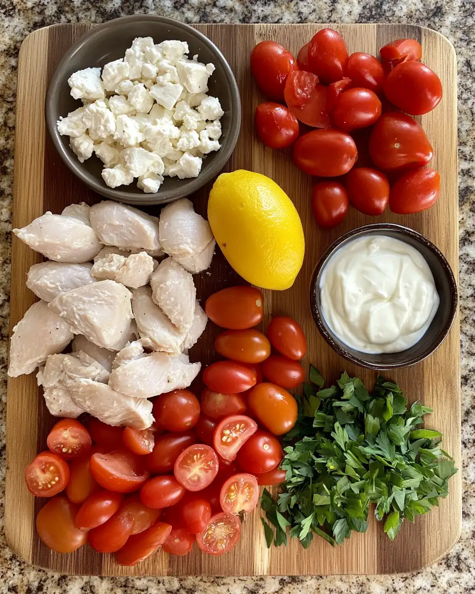 Ingredients for Irresistible Creamy Chicken Bowls with Tangy Feta Sauce Recipe