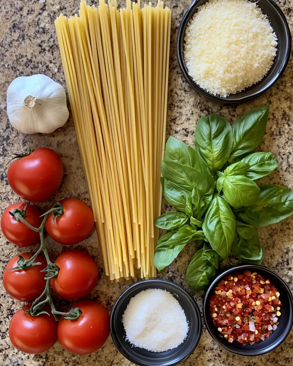 Ingredients for Indulge in the Ultimate Creamy Garlic Tomato Pasta Delight