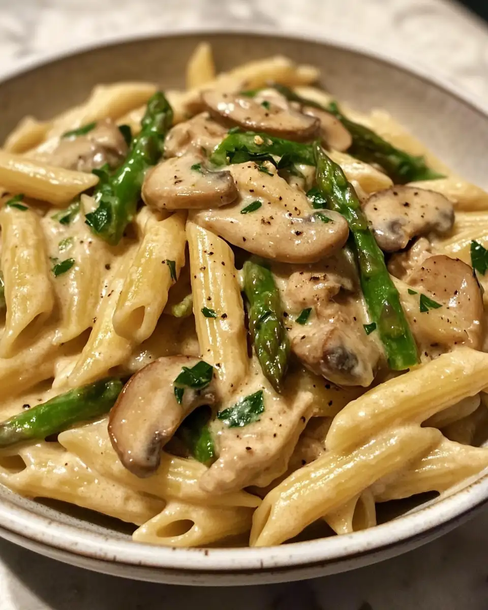 Creamy Mushroom Asparagus Chicken Penne Recipe for a Flavor-Packed Dinner - Featured Image