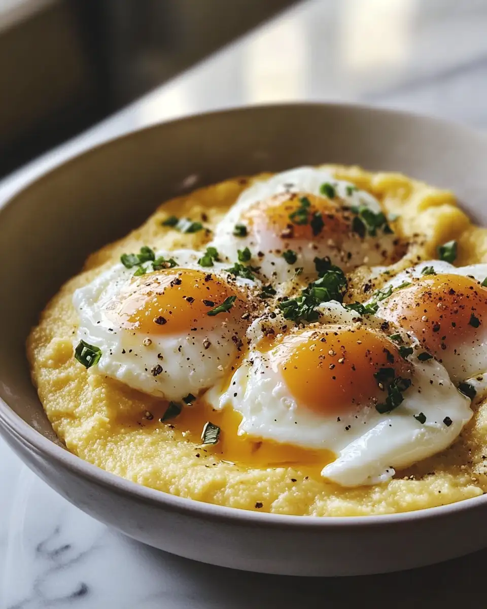 Final dish - Indulge in Creamy Polenta with Poached Eggs for the Ultimate Comfort Meal