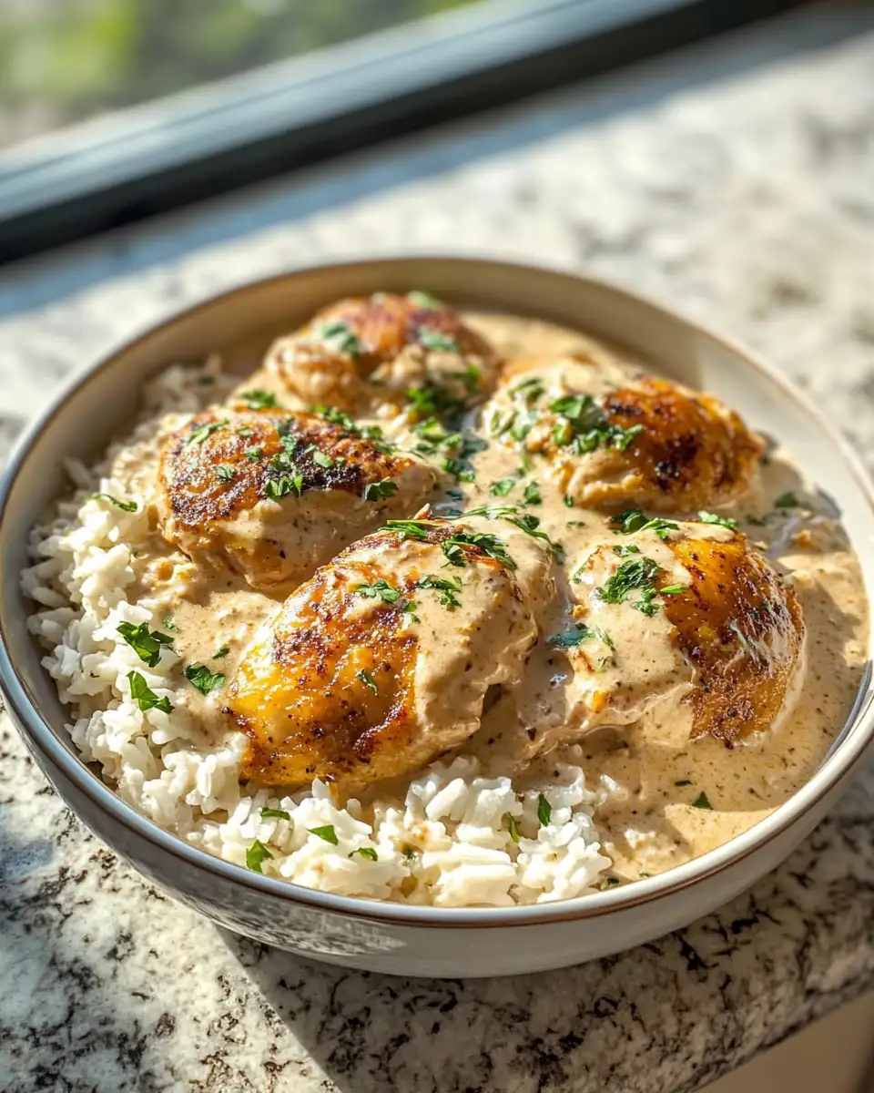 Final dish - The Ultimate Creamy Smothered Chicken and Rice Recipe You Need to Try