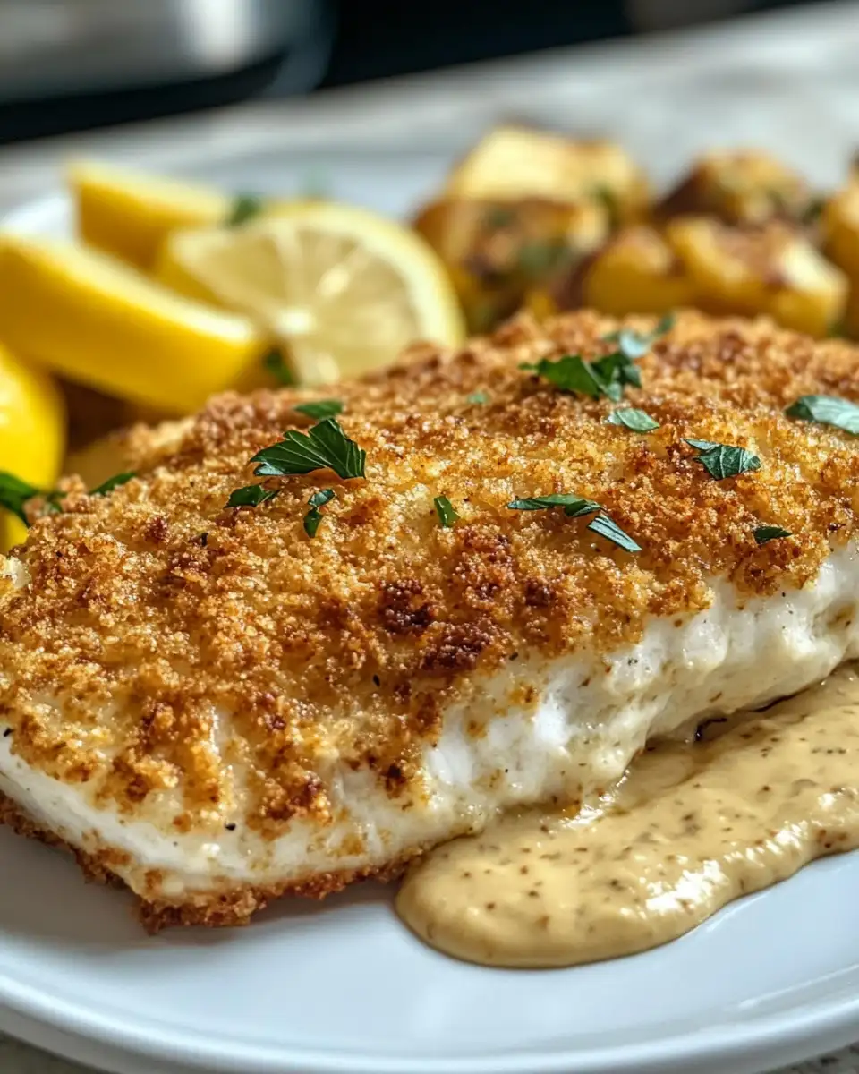 Final dish - Crispy Mayonnaise and Panko Crusted Baked Fish Recipe for the Perfect Crunch