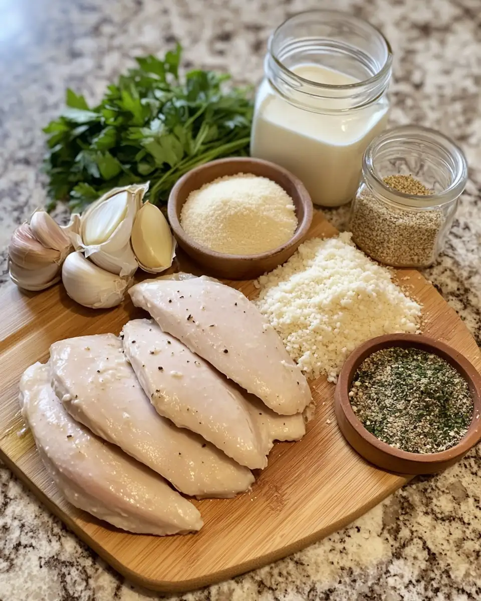 Ingredients for Creamy Crockpot Garlic Parm Chicken Recipe You Need to Try