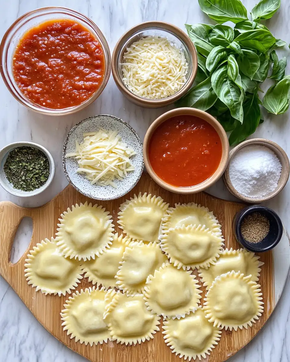 Ingredients for Ultimate Comfort Food Easy Cheesy Baked Ravioli Recipe