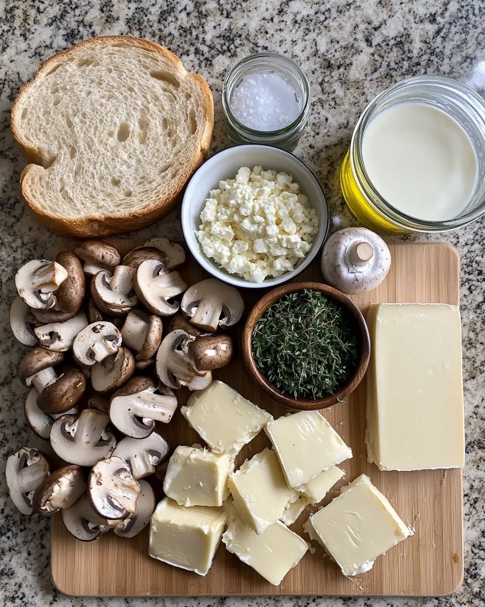 Ingredients for Easy Swiss Mushroom Melt Recipe for a Deliciously Simple Meal
