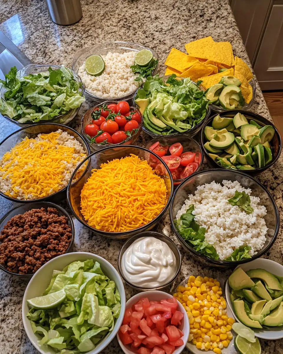 Ingredients for The Ultimate Easy Taco Rice Bowl Recipe for Busy Weeknights