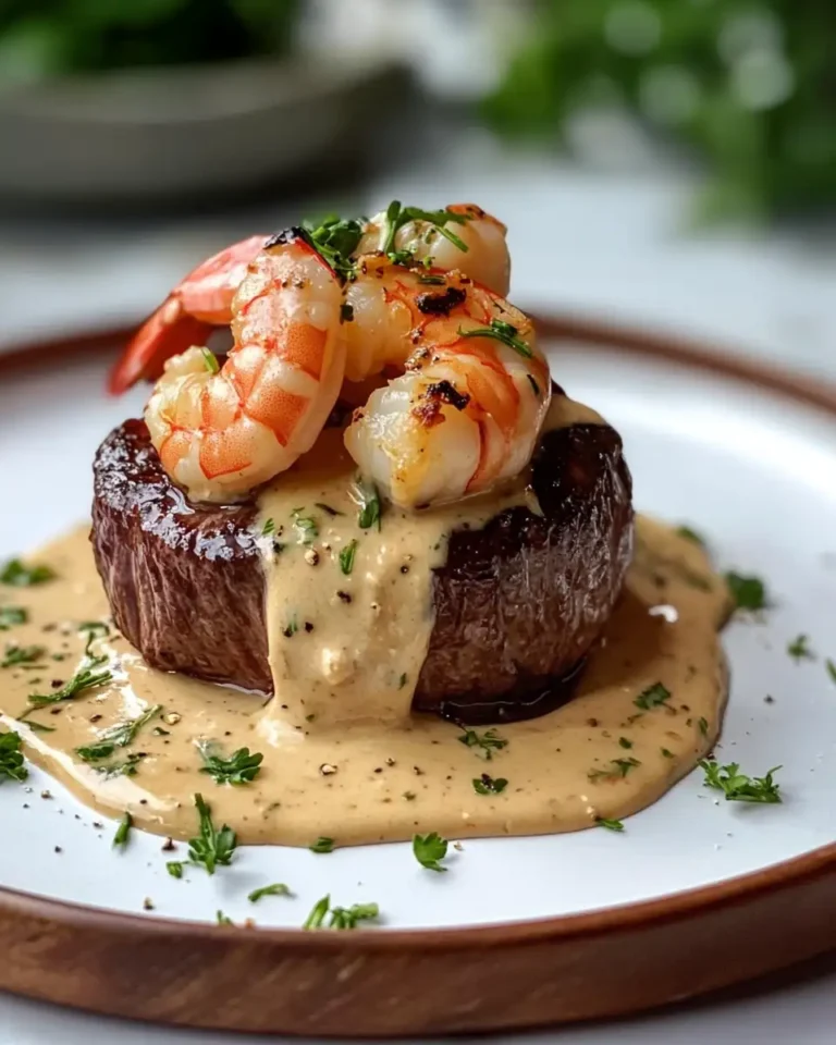 Decadent Filet Mignon with Shrimp and Lobster Cream Sauce Recipe - Featured Image