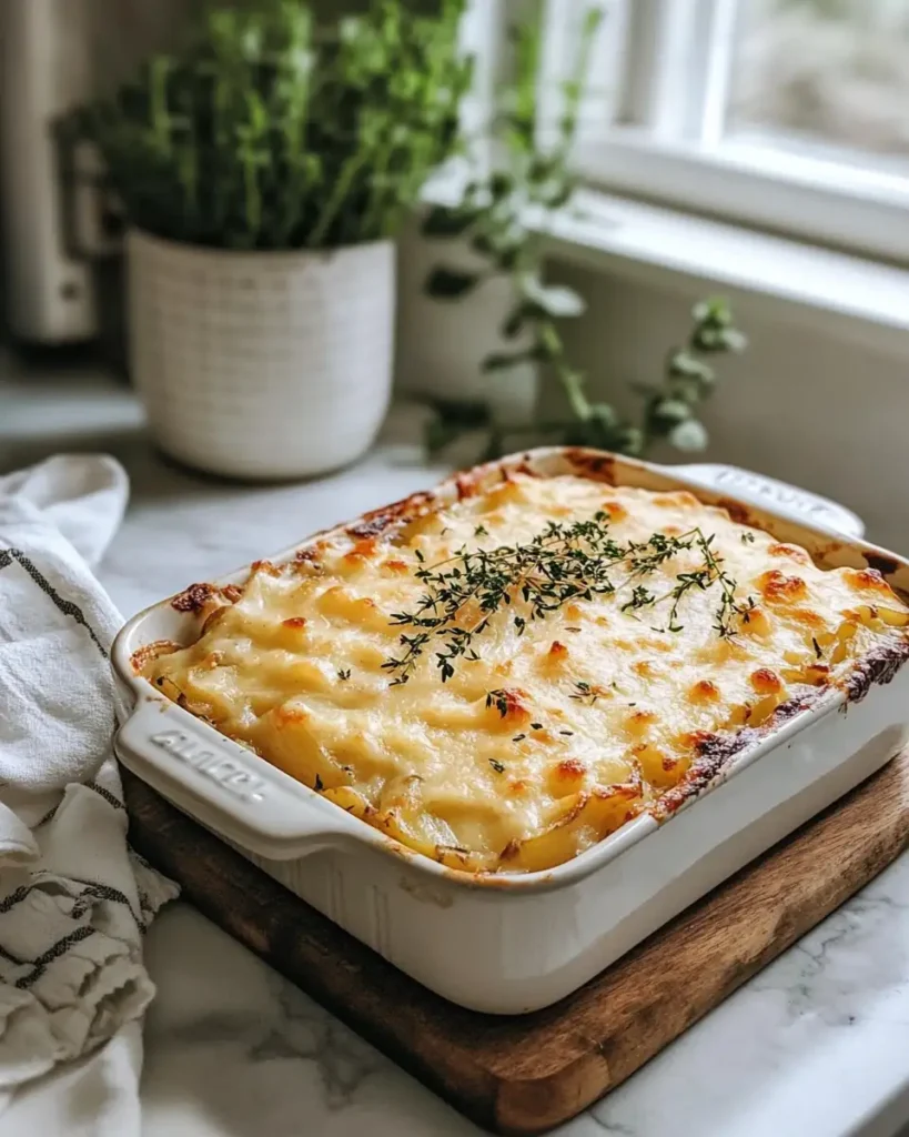 Ultimate Comfort Food French Onion Potato Bake Recipe - Featured Image