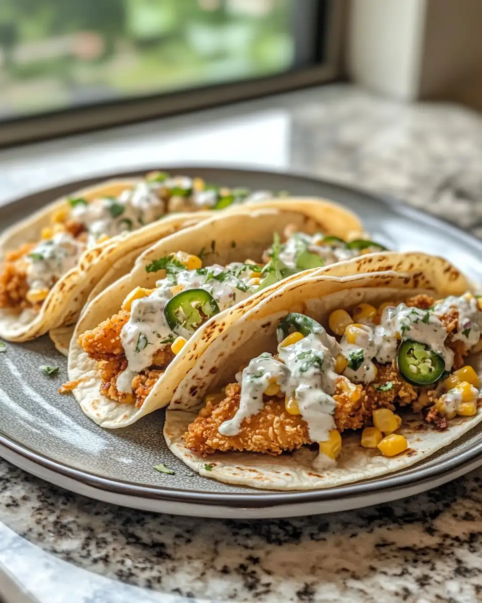 Crispy Fried Chicken Street Corn Tacos with Zesty Jalapeño Lime Ranch - Featured Image