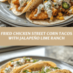 Crispy Fried Chicken Street Corn Tacos with Zesty Jalapeño Lime Ranch