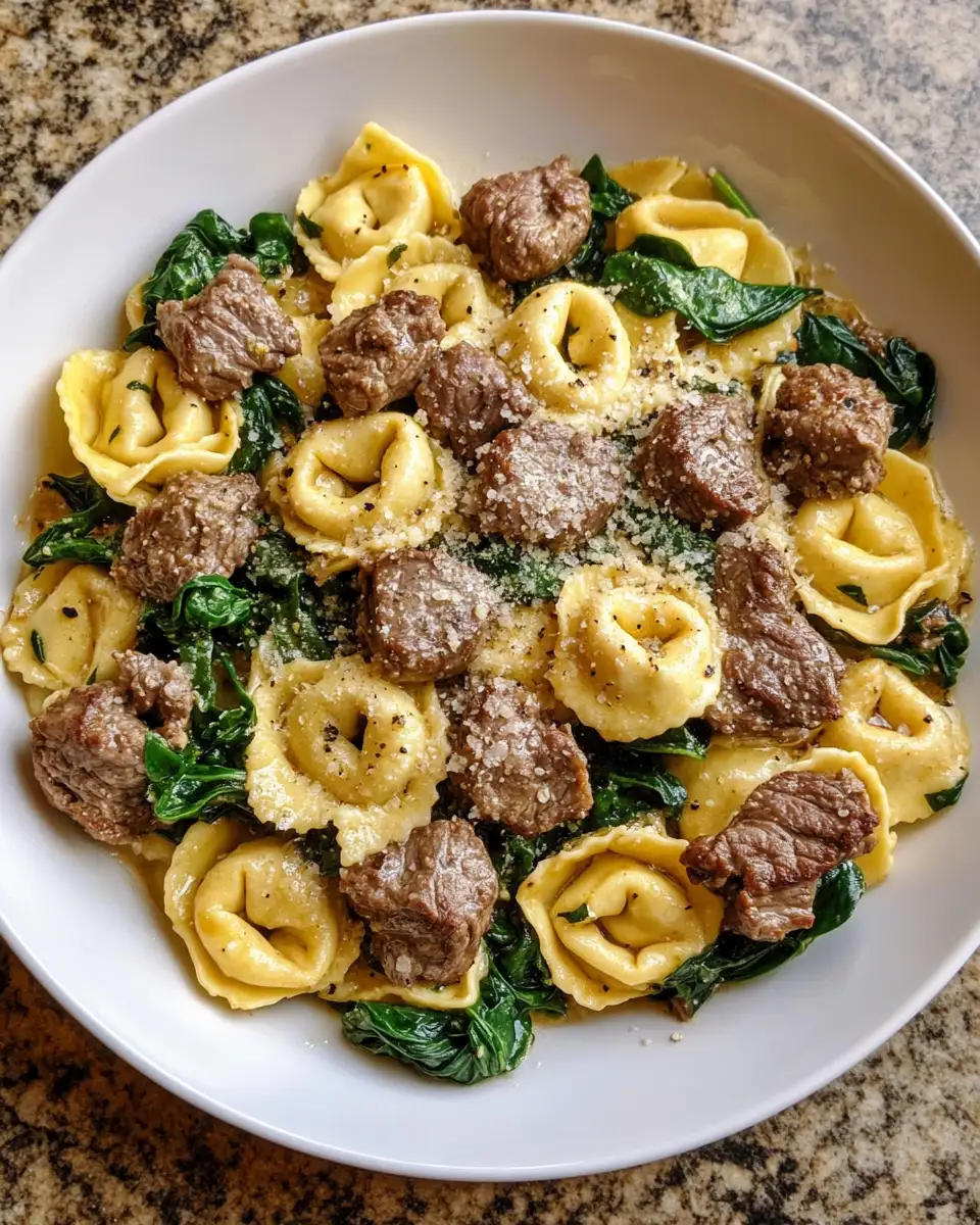 Final dish - Garlic Butter Beef and Spinach Tortellini Recipe That Will Wow Your Taste Buds