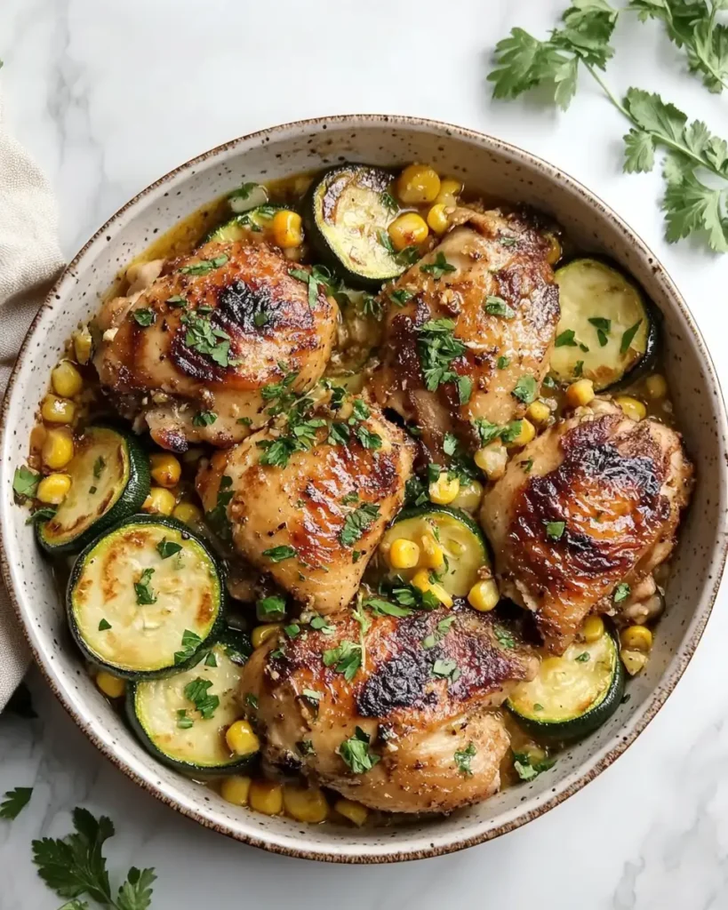 Irresistible Garlic Butter Chicken with Zucchini and Corn Recipe - Featured Image