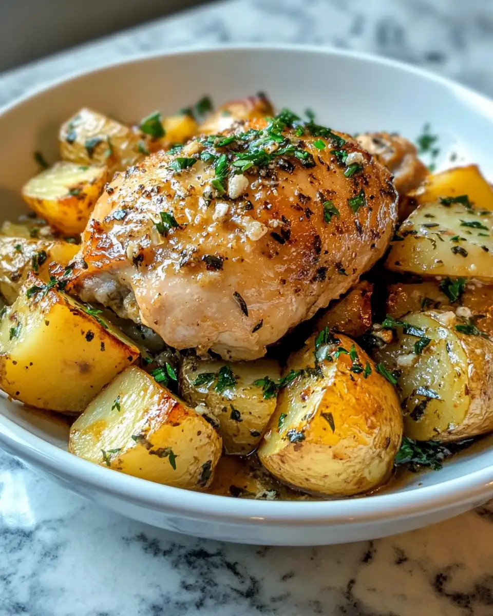 Final dish - Garlic Parmesan Crockpot Chicken and Potatoes Recipe for Easy Comfort Food