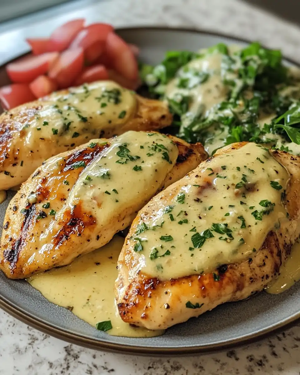 Final dish - Irresistible Grilled Chicken with Creamy Garlic Sauce Recipe