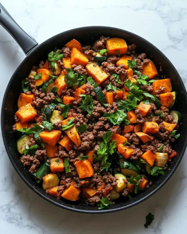 Hearty Ground Beef Zucchini Sweet Potato Skillet Recipe for Busy Weeknights - Featured Image