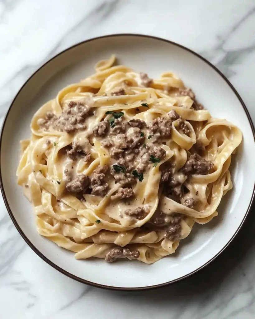 High Protein Creamy Beef Pasta Recipe for a Hearty Delicious Meal - Featured Image