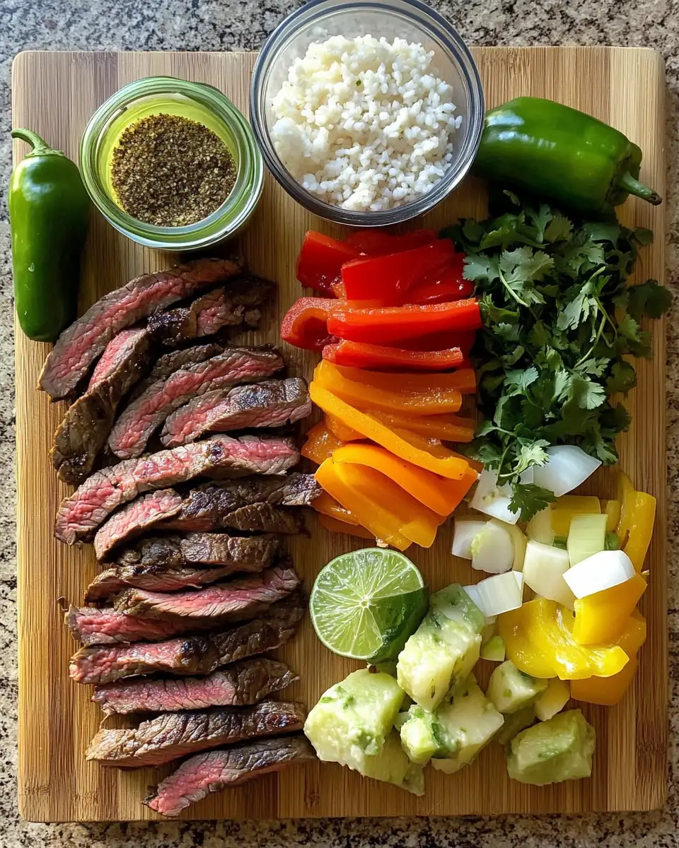 Ingredients for High Protein Steak Fajita Bowl That Packs a Flavorful Punch