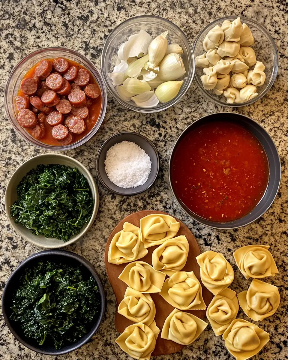 Ingredients for Hearty Italian Sausage Tortellini Soup That Warms the Soul