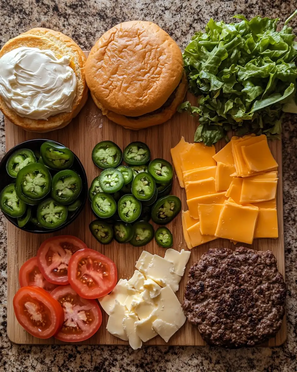Ingredients for Jalapeño Popper Smash Burger The Ultimate Spicy Comfort Food Mashup