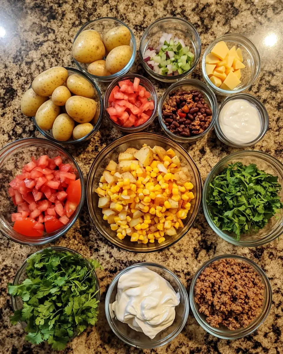 Ingredients for Ultimate Loaded Potato Taco Bowl Recipe for Flavor-Packed Meals