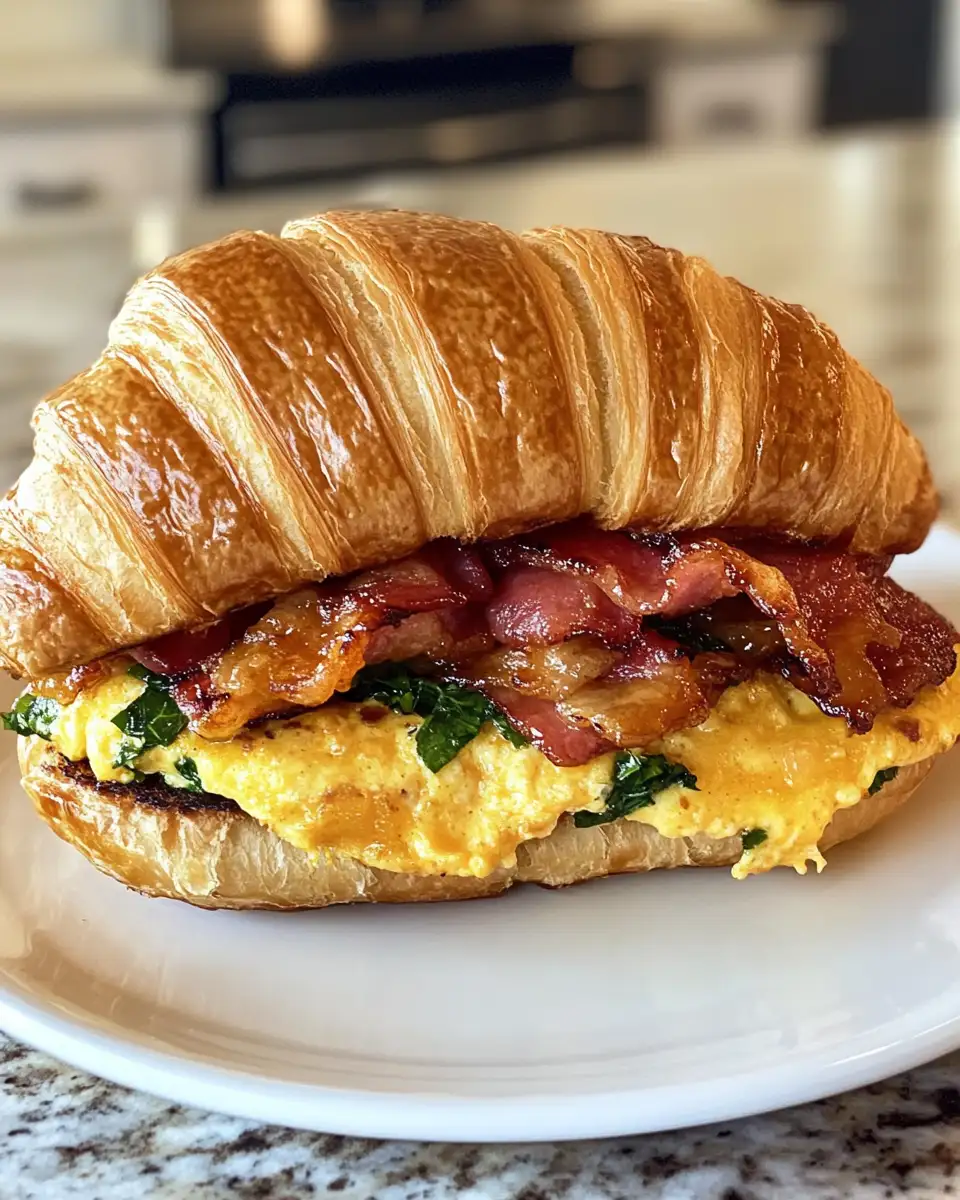 Final dish - Wake Up to the Sweet and Savory Magic of Maple Mustard Croissant Breakfast Sandwich