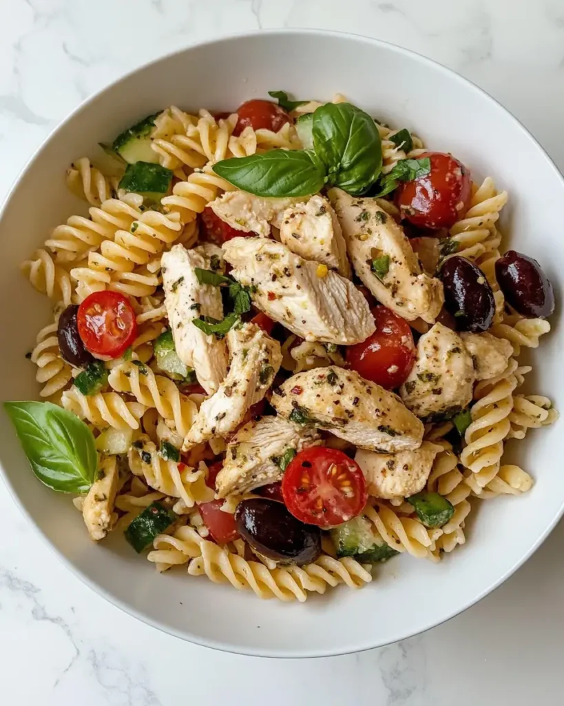 Fresh and Flavorful Mediterranean Chicken Pasta Salad Recipe - Featured Image