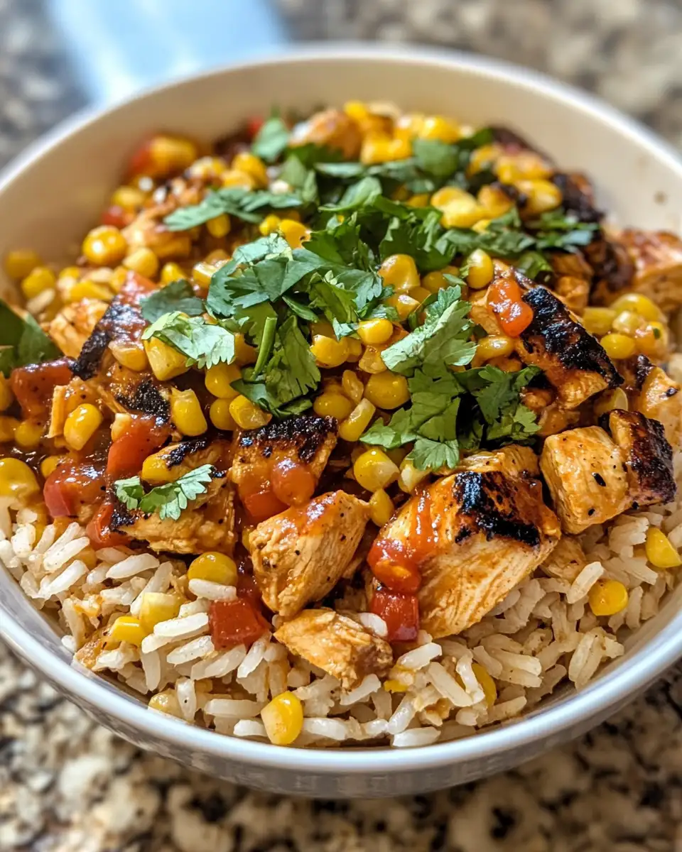 Final dish - Flavor Explosion Mexican Street Corn Chicken Rice Bowl Recipe