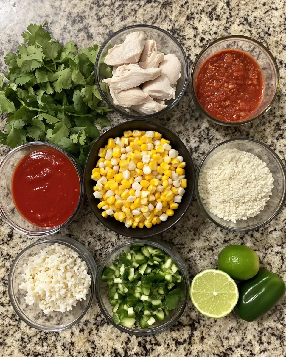 Ingredients for Flavor Explosion Mexican Street Corn Chicken Rice Bowl Recipe