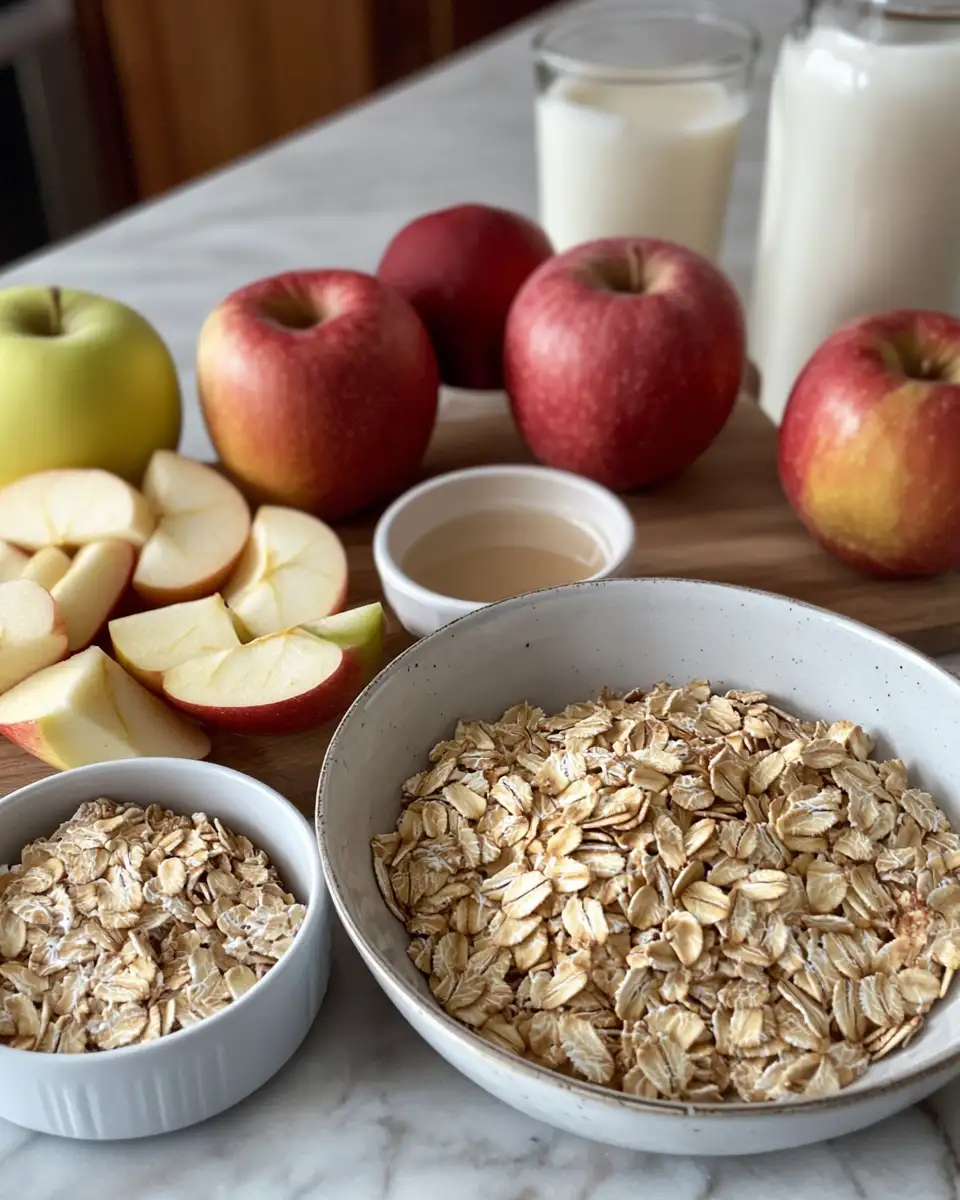 Ingredients for Hearty and Delicious Oatmeal Apple Breakfast Bake to Start Your Day Right